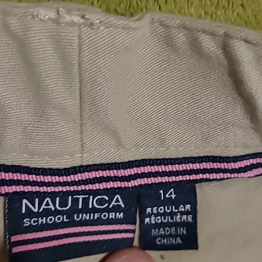 Nautica Girl Tan Khaki School Uniform Shorts Grow With Me Extended Button Waist - Picture 5 of 5